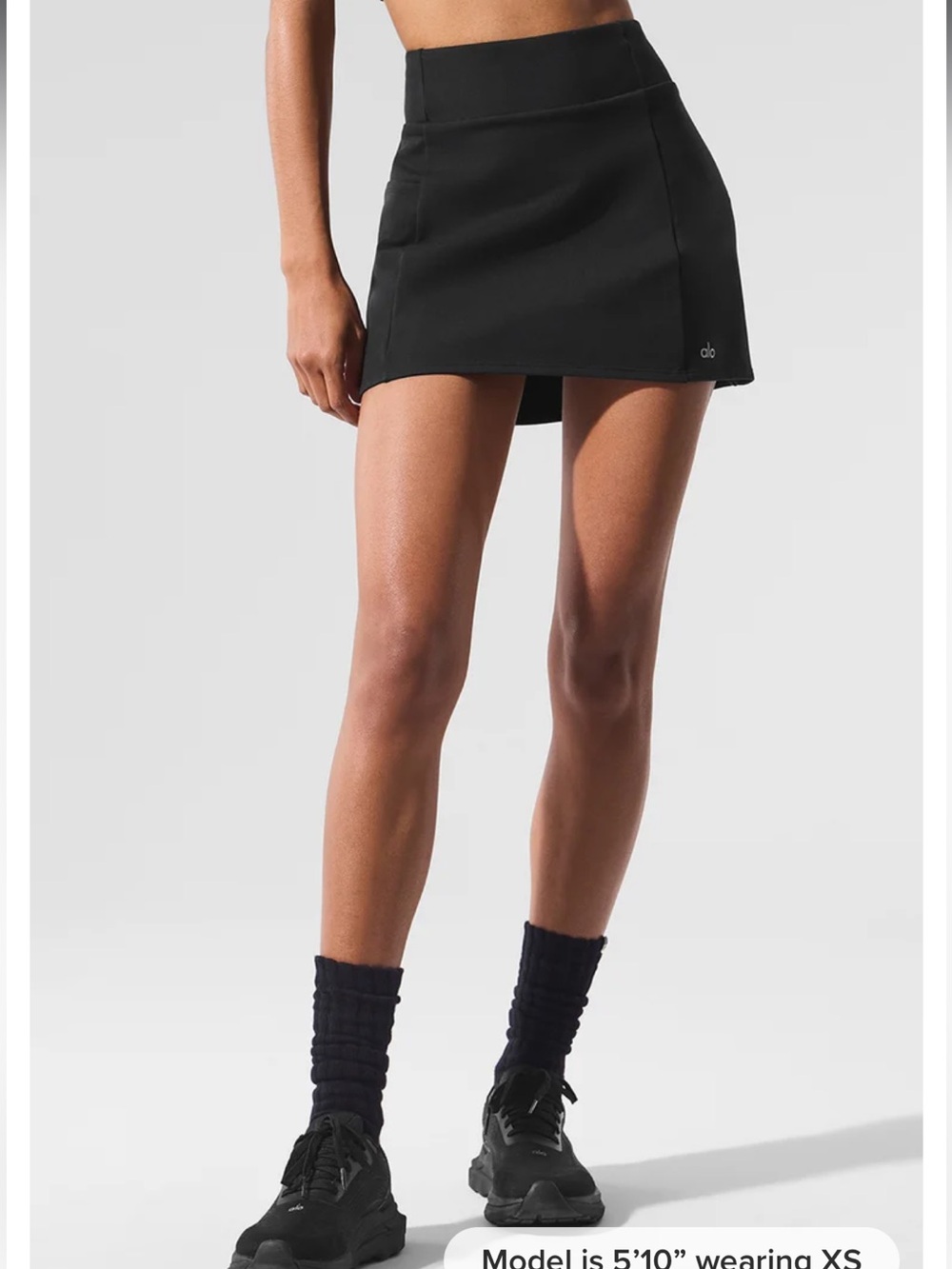 Alo Airbrush Highrise Good Form Tennis Skirt - Black - Medium